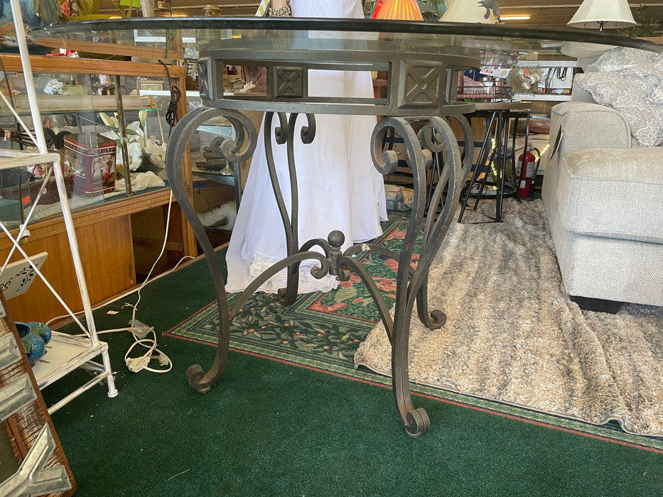 Metal with glass top patio outdoor dining table 33044