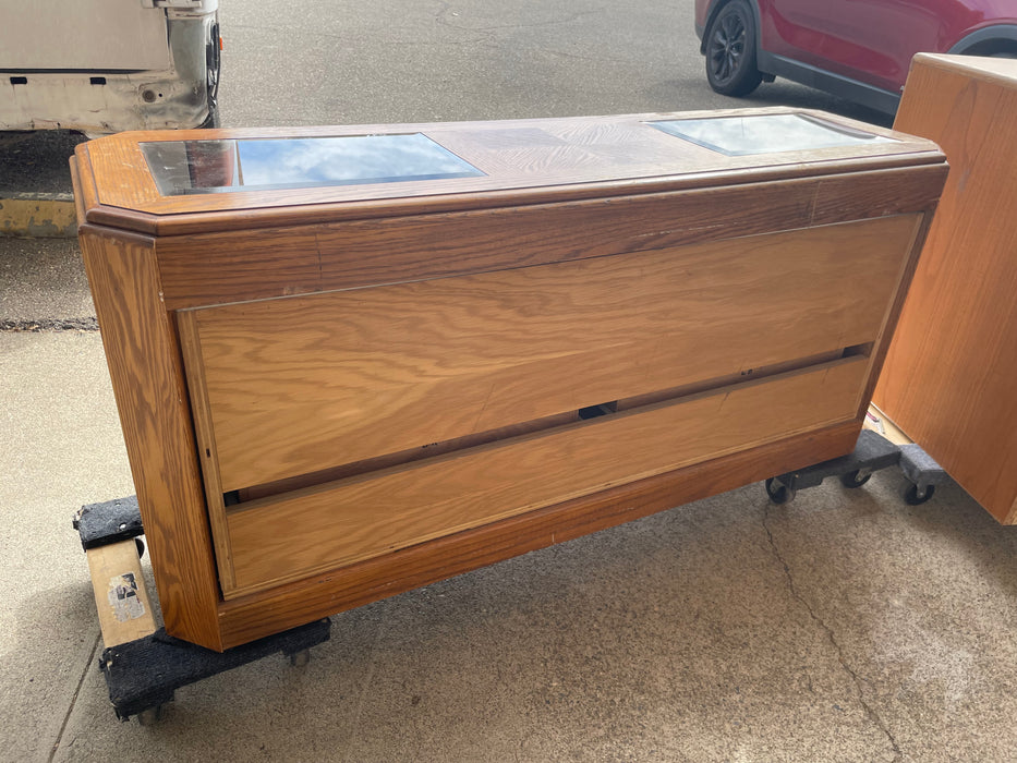 4 drawer oak TV stand with glass top 33098