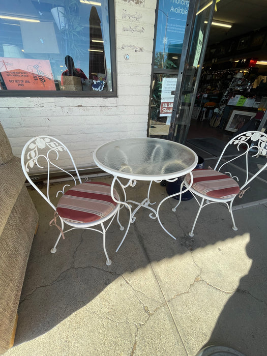 White outdoor dining patio table w 2 chairs 3pc set 33103