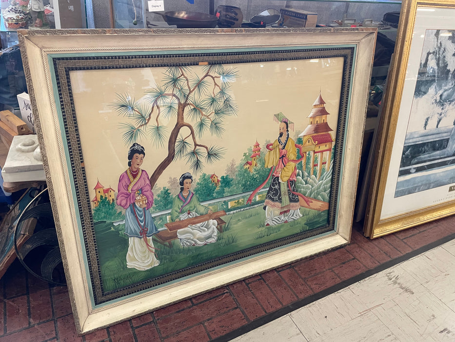 Asian painting framed matted picture 33138