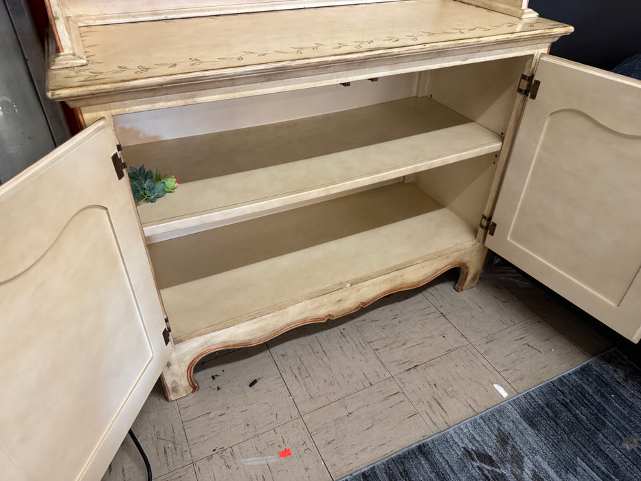 French Provincial farmhouse country 2pc rooster china cabinet hutch 33909