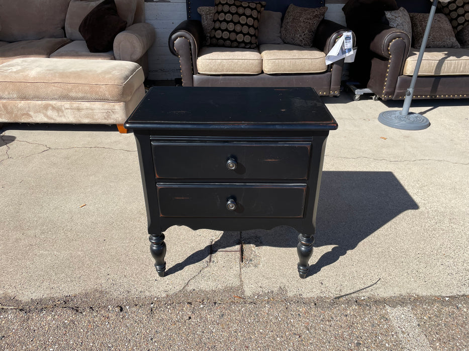 Black 2 drawer nightstand end side entry table 33148