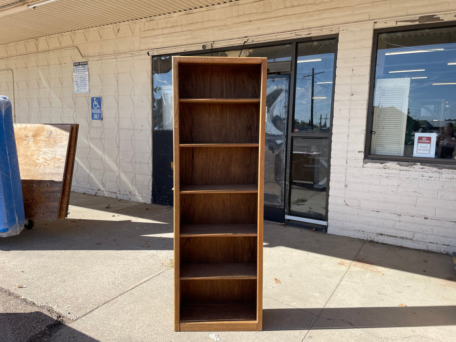 Oak wood tall narrow bookcase bookshelf book case/shelf 33147