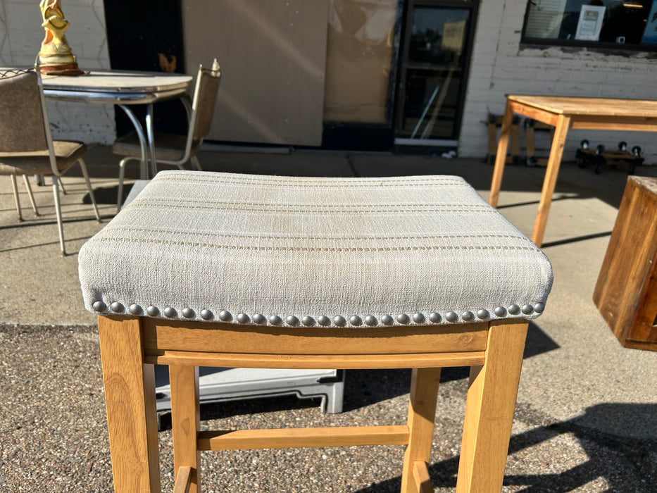 Upholstered counter height barstool with nailhead trim 24 inch seat height 33936