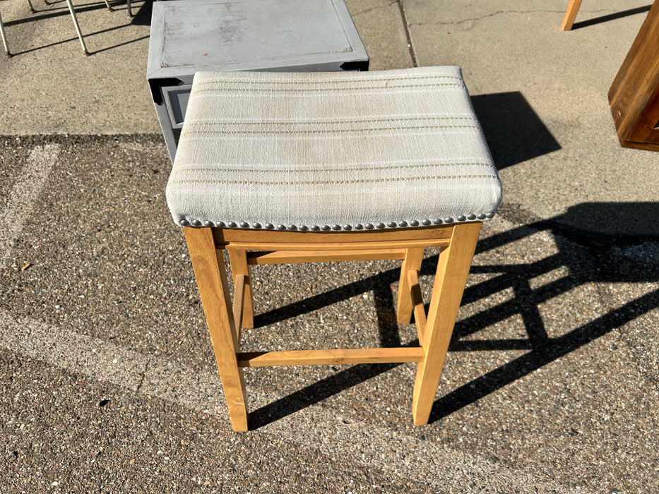 Upholstered counter height barstool with nailhead trim 24 inch seat height 33936