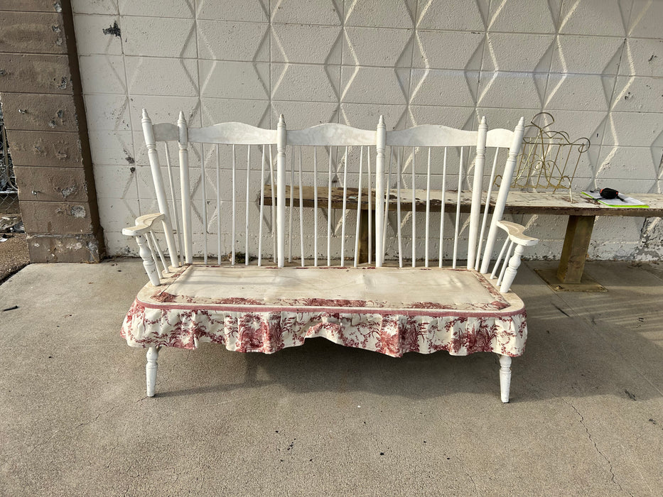 Wood white rocking 3 person high back bench seat 33950