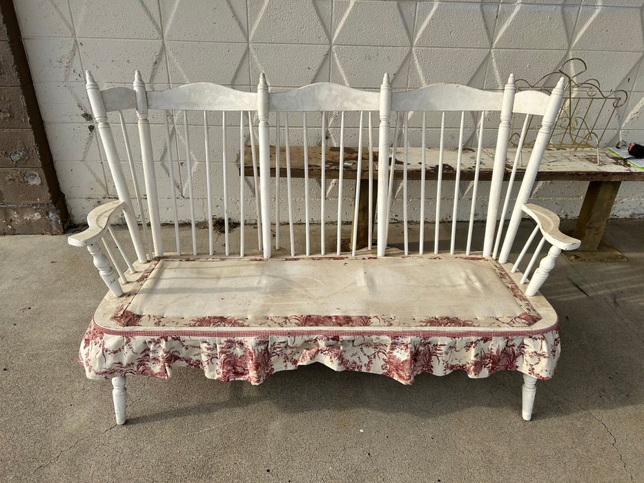 Wood white rocking 3 person high back bench seat 33950