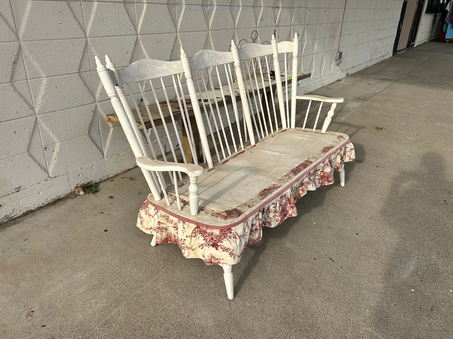 Wood white rocking 3 person high back bench seat 33950