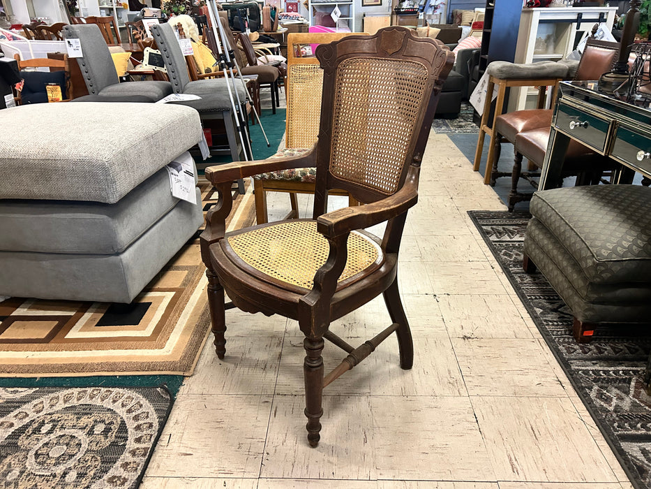 Vintage Eastlake cane accent arm chair 33915