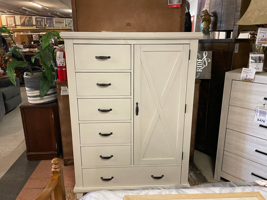 Oxford white 6-drawer chest dresser with wardrobe closet armoire 33191