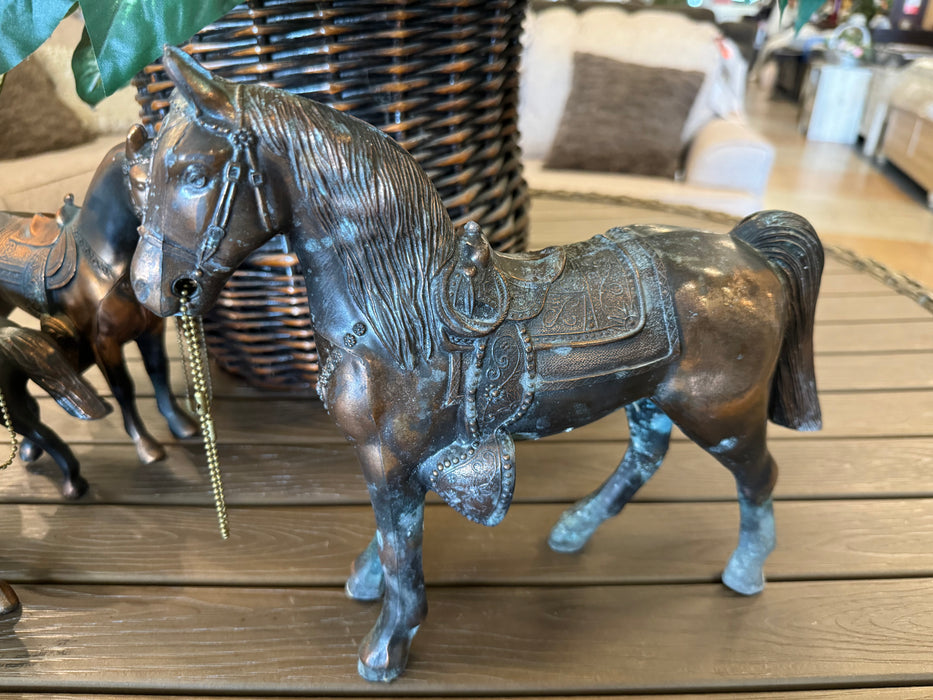 1960s Metal copper/bronze toned horses 5pc set 33202