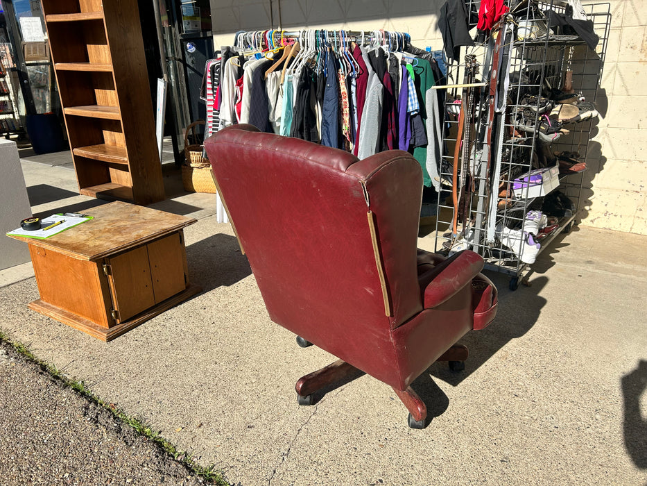 Maroon tufted leather accent office desk chair 33954