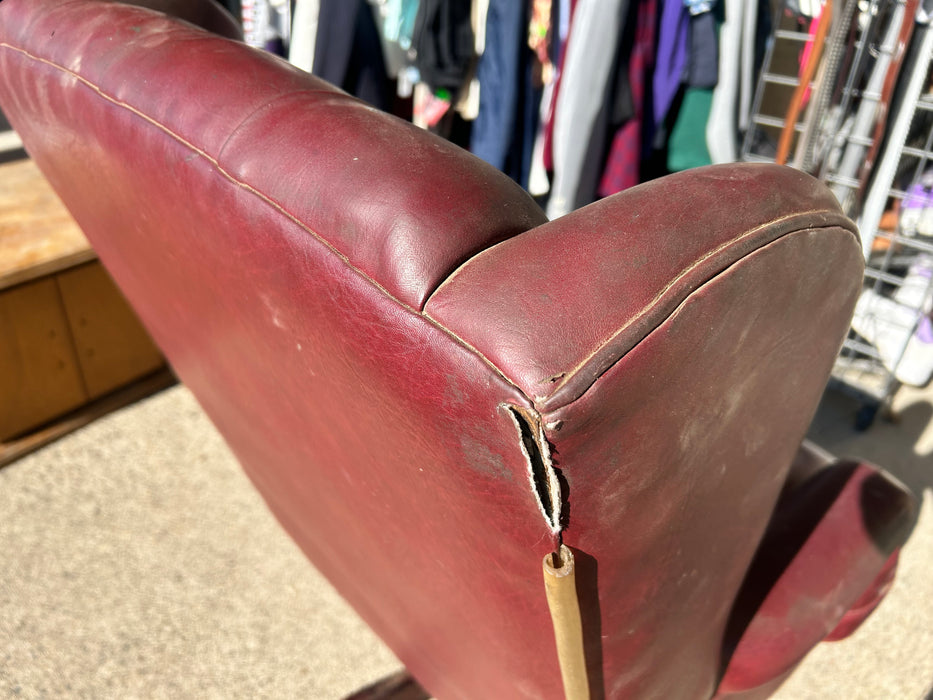 Maroon tufted leather accent office desk chair 33954