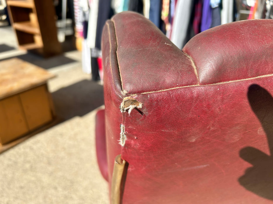 Maroon tufted leather accent office desk chair 33954