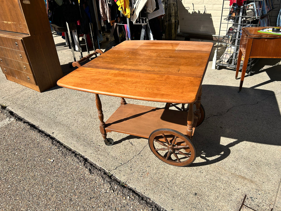 Wood drop leaf tea cart 33958