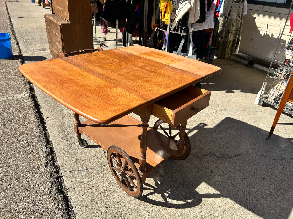 Wood drop leaf tea cart 33958