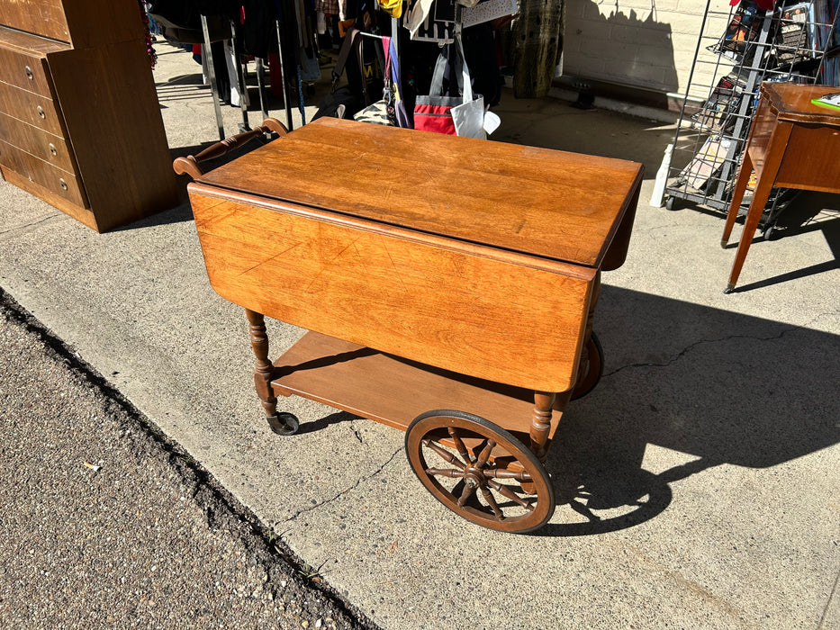 Wood drop leaf tea cart 33958