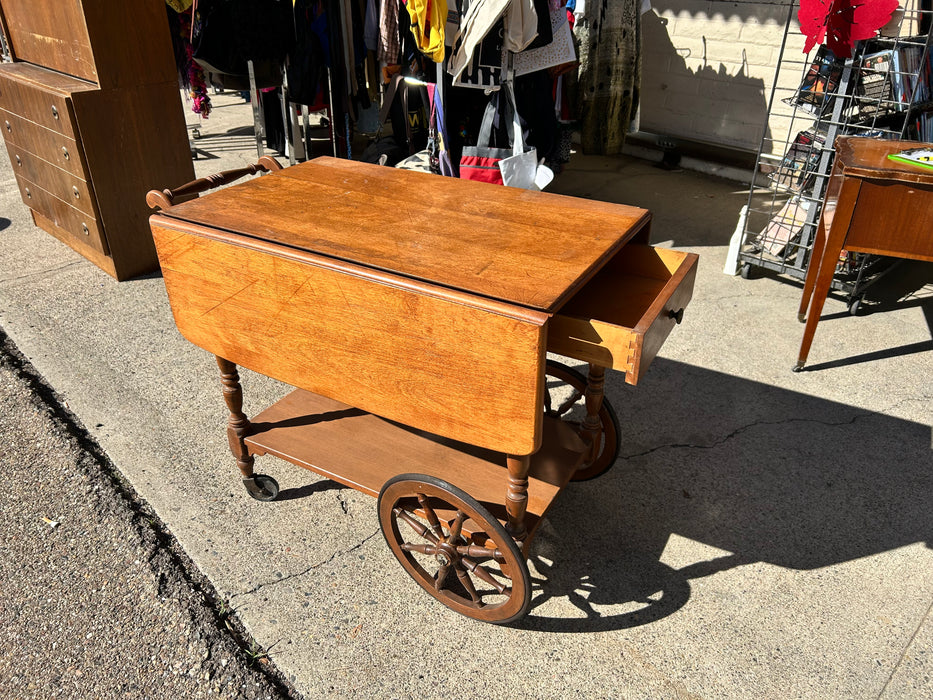 Wood drop leaf tea cart 33958