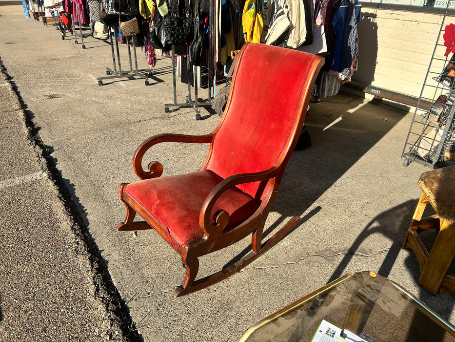 Red upholstered rocking chair rocker 33955