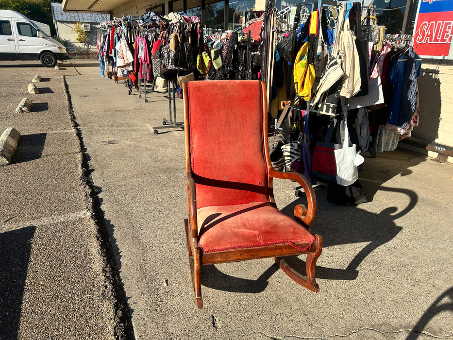Red upholstered rocking chair rocker 33955