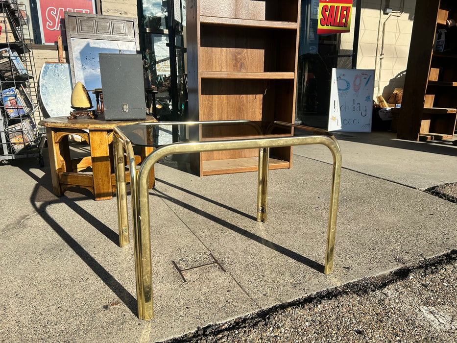 Metal gold accent side table/ end table with glass top 33981