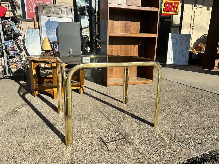 Metal gold accent side table/ end table with glass top 33981