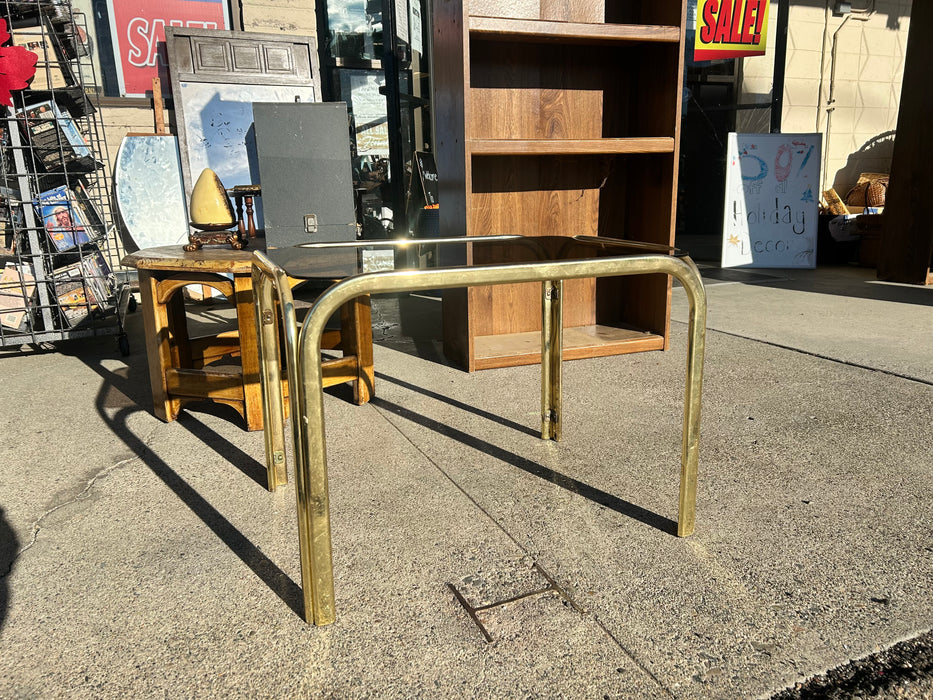 Metal gold accent side table/ end table with glass top 33981