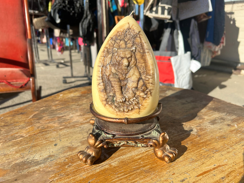 Bear candle with ornate holder 33968