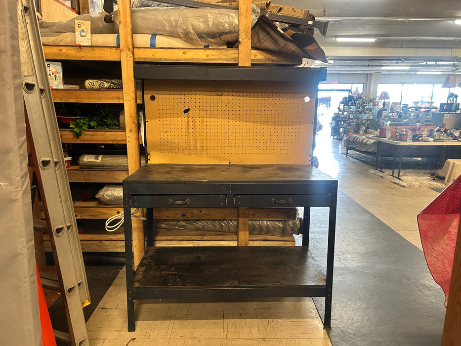 Black metal 2 drawer work bench 33823