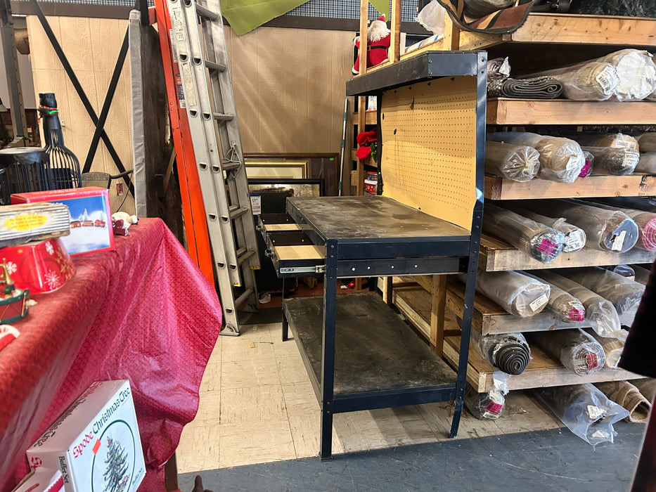 Black metal 2 drawer work bench 33823