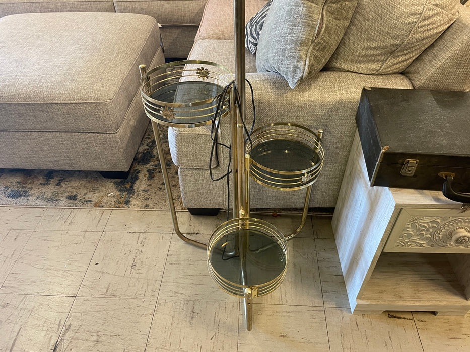 3 tier shelf gold lamp with shade 31362