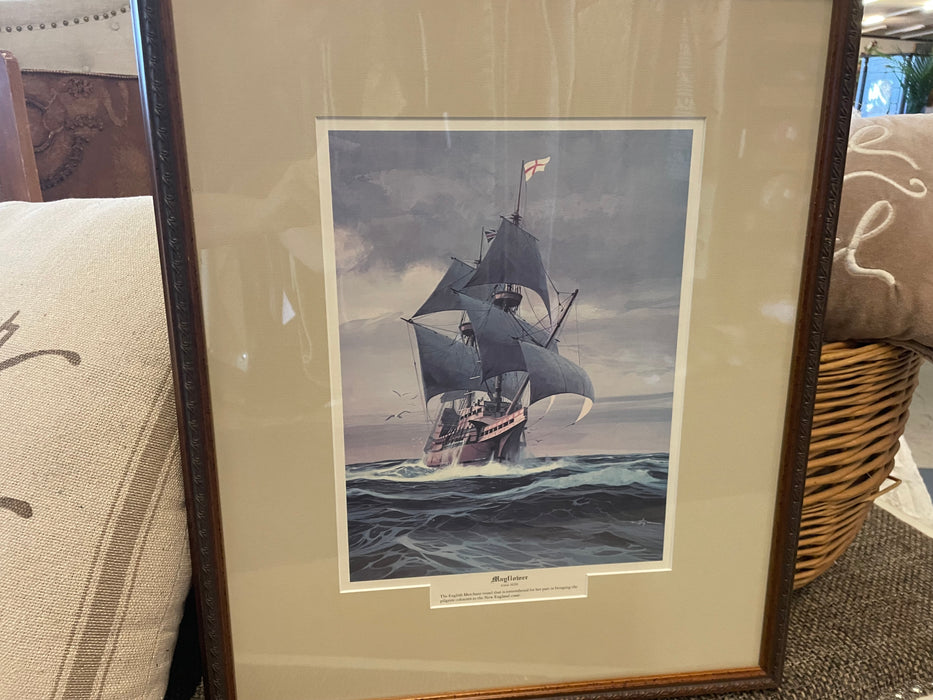 Thomas Hoyne mms victory sailboat ship print framed and matted picture 31414