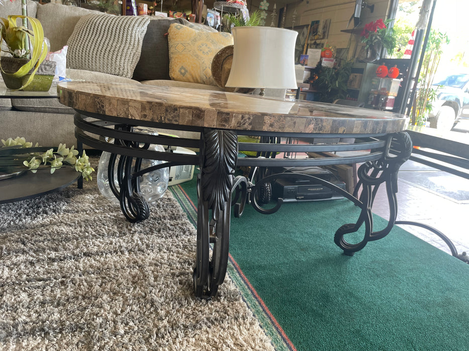 Wrought iron & granite coffee table 32964