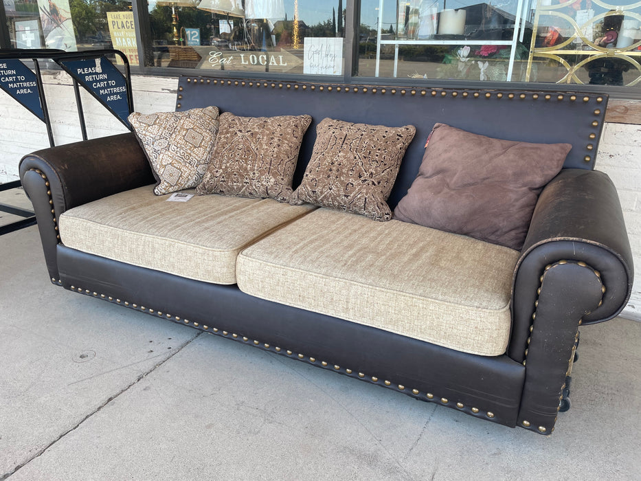 Leatherette nailhead trim sofa couch 32280