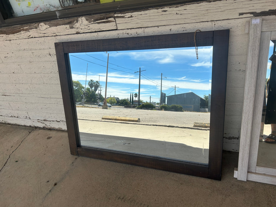 Large wood framed beveled mirror 34393