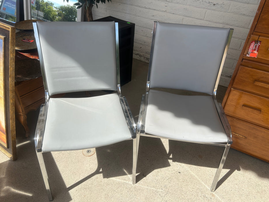 Gray Steelcase metal chrome office waiting room chairs 33410