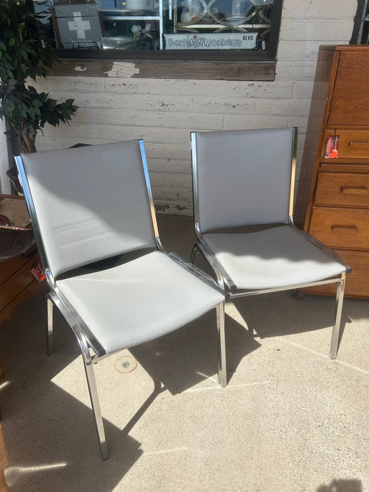 Gray Steelcase metal chrome office waiting room chairs 33410