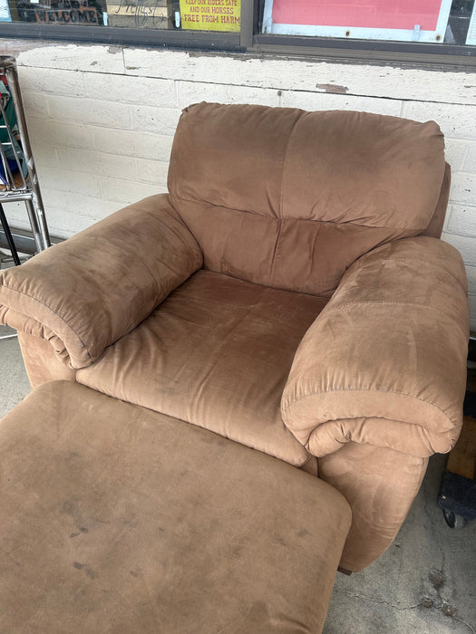 Brown suede accent chair with ottoman 34390
