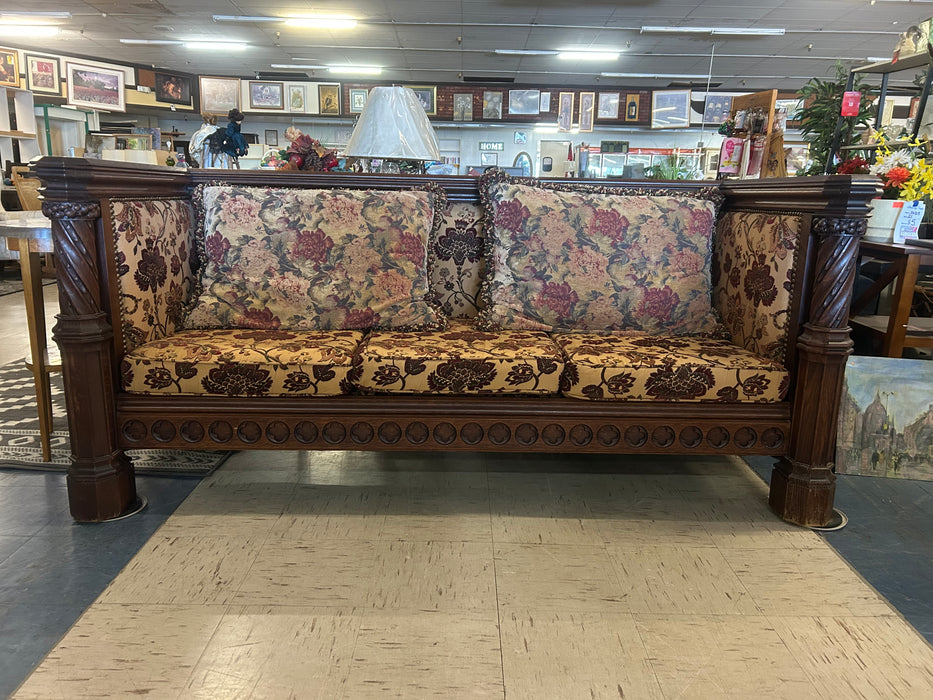 Vintage real wood ornate sofa couch 34394