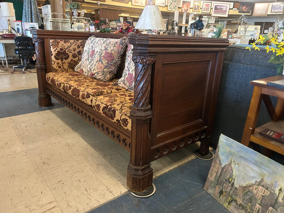 Vintage real wood ornate sofa couch 34394