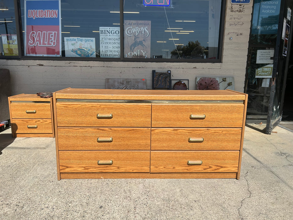 6 drawer long wooden dresser w/ mirror 33313