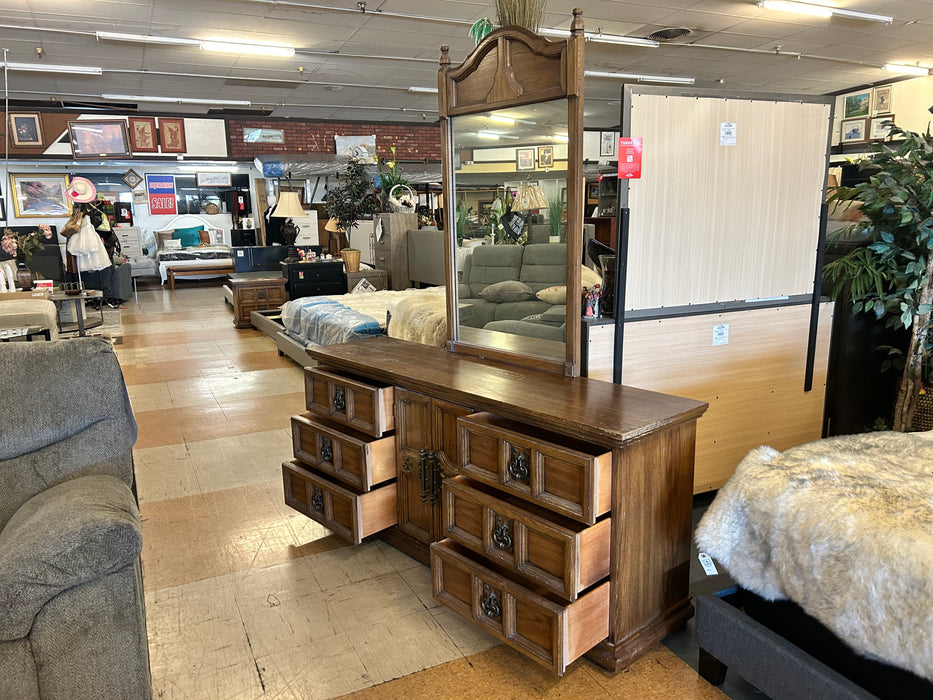 Wood 9 drawer dresser with mirror 33871