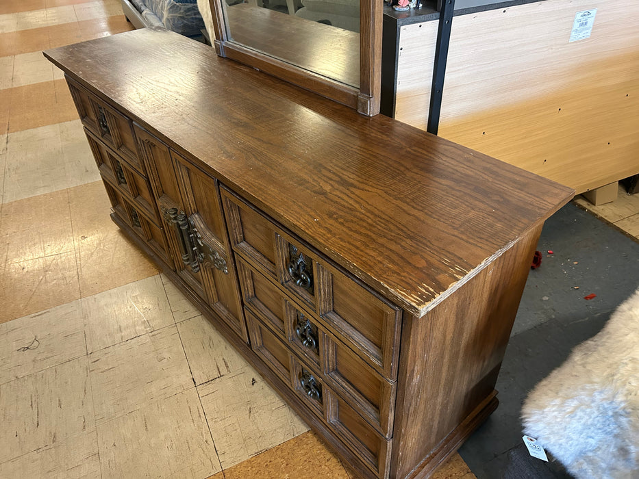 Wood 9 drawer dresser with mirror 33871