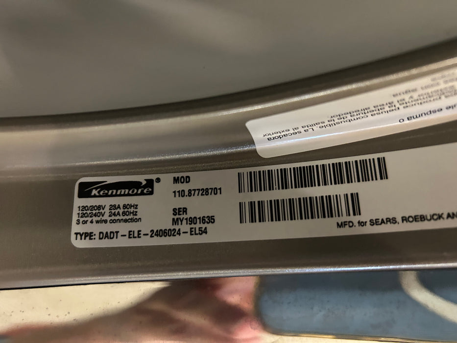 Kenmore Elite front loading gas dryer 34401