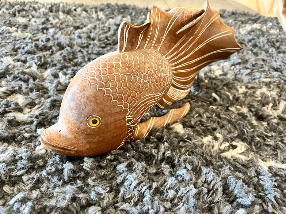 Hand carved wooden gold fish 33887