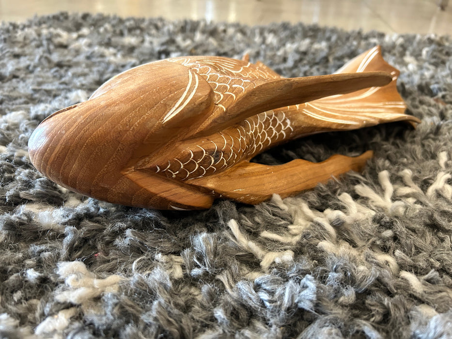 Hand carved wooden gold fish 33887