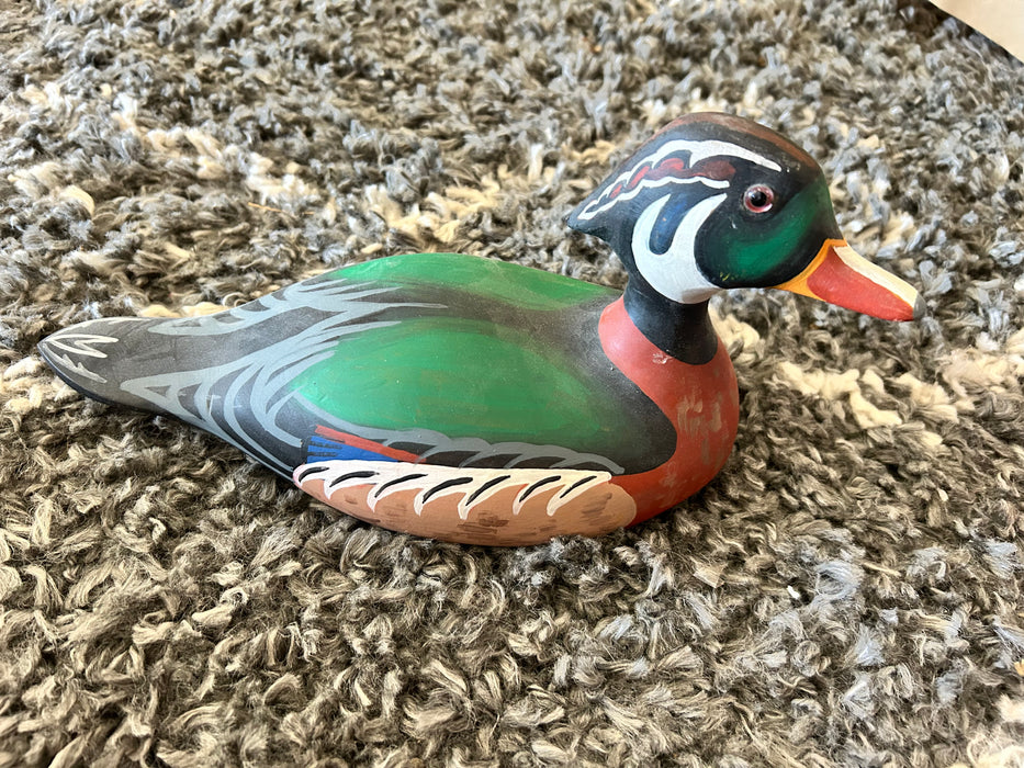 Hand carved painted wood duck 33896
