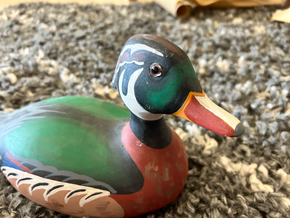 Hand carved painted wood duck 33896