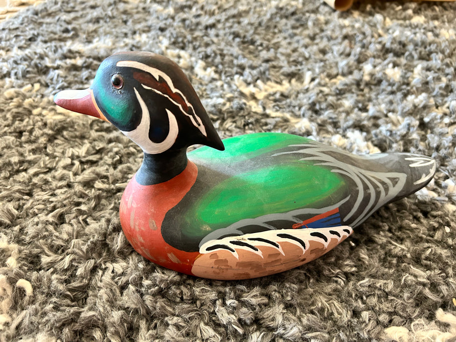 Hand carved painted wood duck 33896