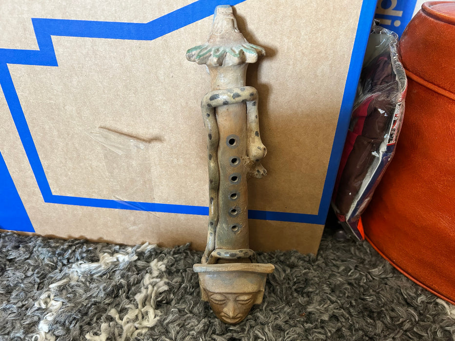 Vintage aztec mayan pottery flute 33897